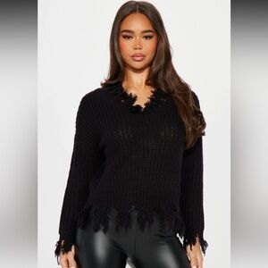 Black Distressed Sweater